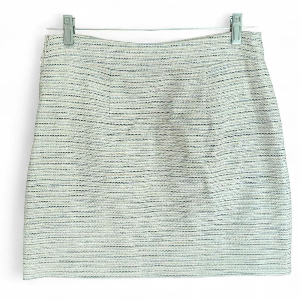 LOFT Blue & Cream Textured Tweed Mini Skirt size 4